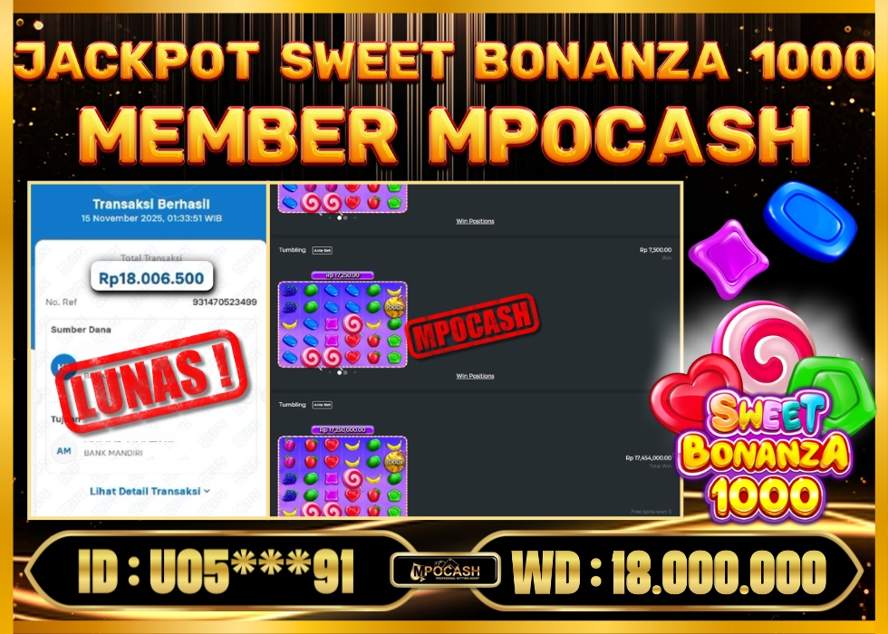 MPOCASH JACKPOT SWEET BONANZA 1000